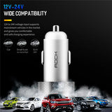 ROCK QC3.0 Quick Charger 30W PD Power Car Charger USB C Type-c Mobile Phone Charger for iPhone SAMSUNG HUAWEI white