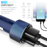 ROCK Mini Dual USB Car Charger LED Display Universal 3.4A Mobile Phone Tablet Fast Charging Usb Charger for Car 2 Usb Adapter white