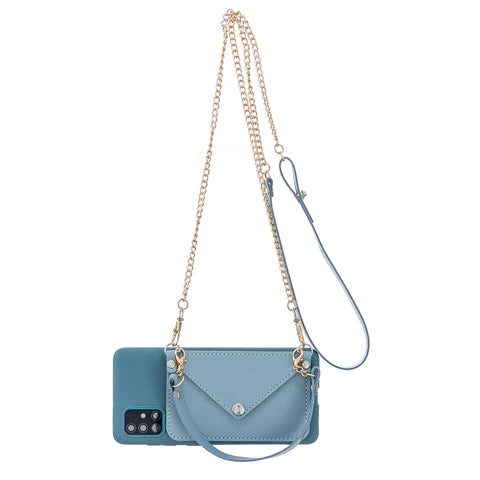 For HUAWEI P40/P40 Lite/P40 Pro Mobile Phone Cover with Pu Leather Card Holder + Hand Rope + Straddle Rope blue