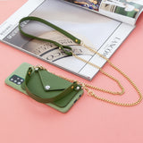 For HUAWEI P40/P40 Lite/P40 Pro Mobile Phone Cover with Pu Leather Card Holder + Hand Rope + Straddle Rope green