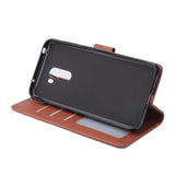 For Xiaomi Pocophone F1 Flip-type Leather Protective Phone Case with 3 Card Position Buckle Design Phone Cover  brown