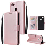 For OPPO F7 Wallet-type PU Leather Protective Phone Case with Buckle & 3 Card Position Rose gold