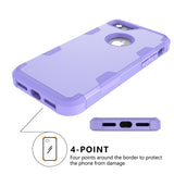 For iPhone 7 PC+ Silicone 2 in 1 Hit Color Tri-proof Shockproof Dustproof Anti-fall Protective Cover Back Case purple