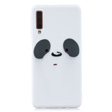 For Samsung A7 2018 Cartoon Lovely Coloured Painted Soft TPU Back Cover Non-slip Shockproof Full Protective Case with Lanyard white