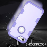 For iPhone 7 PC+ Silicone 2 in 1 Hit Color Tri-proof Shockproof Dustproof Anti-fall Protective Cover Back Case purple