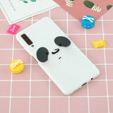 For Samsung A7 2018 Cartoon Lovely Coloured Painted Soft TPU Back Cover Non-slip Shockproof Full Protective Case with Lanyard white