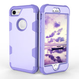 For iPhone 7 PC+ Silicone 2 in 1 Hit Color Tri-proof Shockproof Dustproof Anti-fall Protective Cover Back Case purple