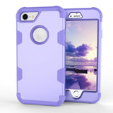 For iPhone 7 PC+ Silicone 2 in 1 Hit Color Tri-proof Shockproof Dustproof Anti-fall Protective Cover Back Case purple