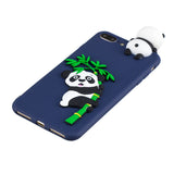 For iPhone 5/5S/SE/6/6S/6 Plus/6S Plus/7/8/7 Plus/8 Plus Phone Case 3D Cartoon Panda Bamboo Cellphone Back Shell Shockproof Smartphone Cover Royal blue