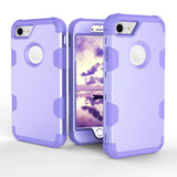 For iPhone 7 PC+ Silicone 2 in 1 Hit Color Tri-proof Shockproof Dustproof Anti-fall Protective Cover Back Case purple