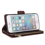 For iPhone 6 / 6S iPhone 6 plus / 6S plus iPhone 7 / 8 iPhone 7 plus / 8 plus Smart Phone Cover Coin Pocket with Cards Bracket Zipper Phone PU Leather Case Phone Cover  iPhone 6 plus / 6S plus