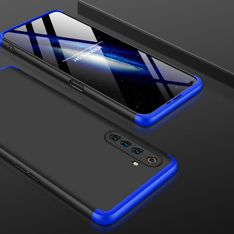 For OPPO Realme 6 Pro Cellphone Case PC Full Protection Anti-Scratch Mobile Phone Shell Cover Blue + black
