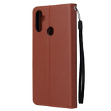 For OPPO Realme C3/Realme 6 PU Leather Mobile Phone Cover with 3 Cards Slots Phone Frame brown