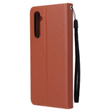 For OPPO Realme C3/Realme 6 PU Leather Mobile Phone Cover with 3 Cards Slots Phone Frame brown