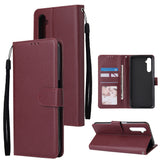 For OPPO Realme C3/Realme 6 PU Leather Mobile Phone Cover with 3 Cards Slots Phone Frame wine red