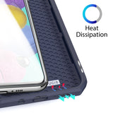 For Samsung A71 Magnetic Protective Case Bracket with Card Slot Leather Mobile Phone Cover blue