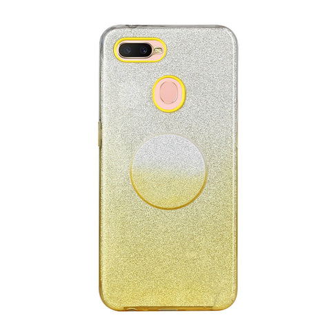For OPPO F9/F9 Pro/A7X/F11 Pro/A8/A31 Phone Case Gradient Color Glitter Powder Phone Cover with Airbag Bracket yellow