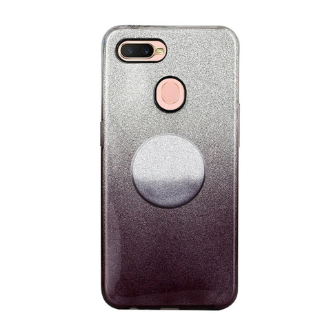 For OPPO F9/F9 Pro/A7X/F11 Pro/A8/A31 Phone Case Gradient Color Glitter Powder Phone Cover with Airbag Bracket black
