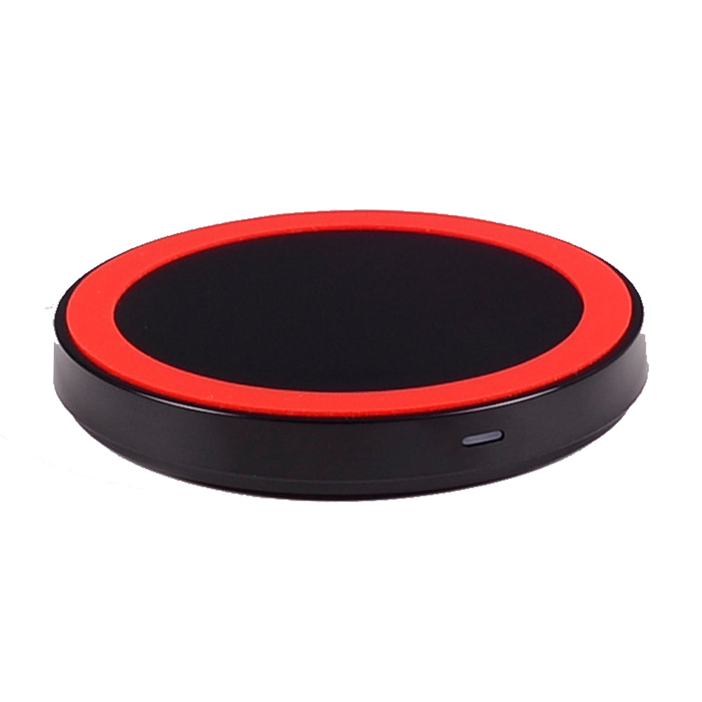 Universal Small Thin Round Wireless Charger For QI Standard Mobiles Wireless Charging Black red