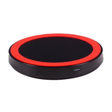 Universal Small Thin Round Wireless Charger For QI Standard Mobiles Wireless Charging Black red