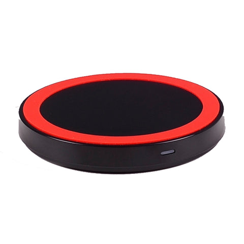 Universal Small Thin Round Wireless Charger For QI Standard Mobiles Wireless Charging Black red