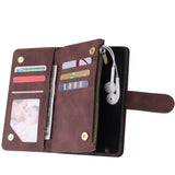 For HUAWEI P40 Case Smartphone Shell Wallet Design Zipper Closure Overall Protection Cellphone Cover  3 brown