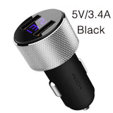 ROCK Mini Dual USB Car Charger LED Display Universal 3.4A Mobile Phone Tablet Fast Charging Usb Charger for Car 2 Usb Adapter red
