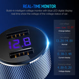 ROCK Mini Dual USB Car Charger LED Display Universal 3.4A Mobile Phone Tablet Fast Charging Usb Charger for Car 2 Usb Adapter red