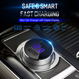 ROCK Mini Dual USB Car Charger LED Display Universal 3.4A Mobile Phone Tablet Fast Charging Usb Charger for Car 2 Usb Adapter black