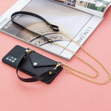 For HUAWEI P40/P40 Lite/P40 Pro Mobile Phone Cover with Pu Leather Card Holder + Hand Rope + Straddle Rope black