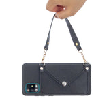 For HUAWEI P40/P40 Lite/P40 Pro Mobile Phone Cover with Pu Leather Card Holder + Hand Rope + Straddle Rope black