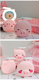Cartoon Pig Portable LED Fill Light Makeup Mirror Fan USB Charging Portable Handheld Mini Fan  Blinking eyes_General purpose
