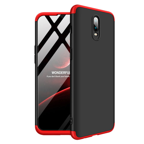 For ONE PLUS 6T 3 in 1 360 Degree Non-slip Shockproof Full Protective Case Red black red_ONE PLUS 6T