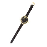Gold Watch With Black Leather Strap