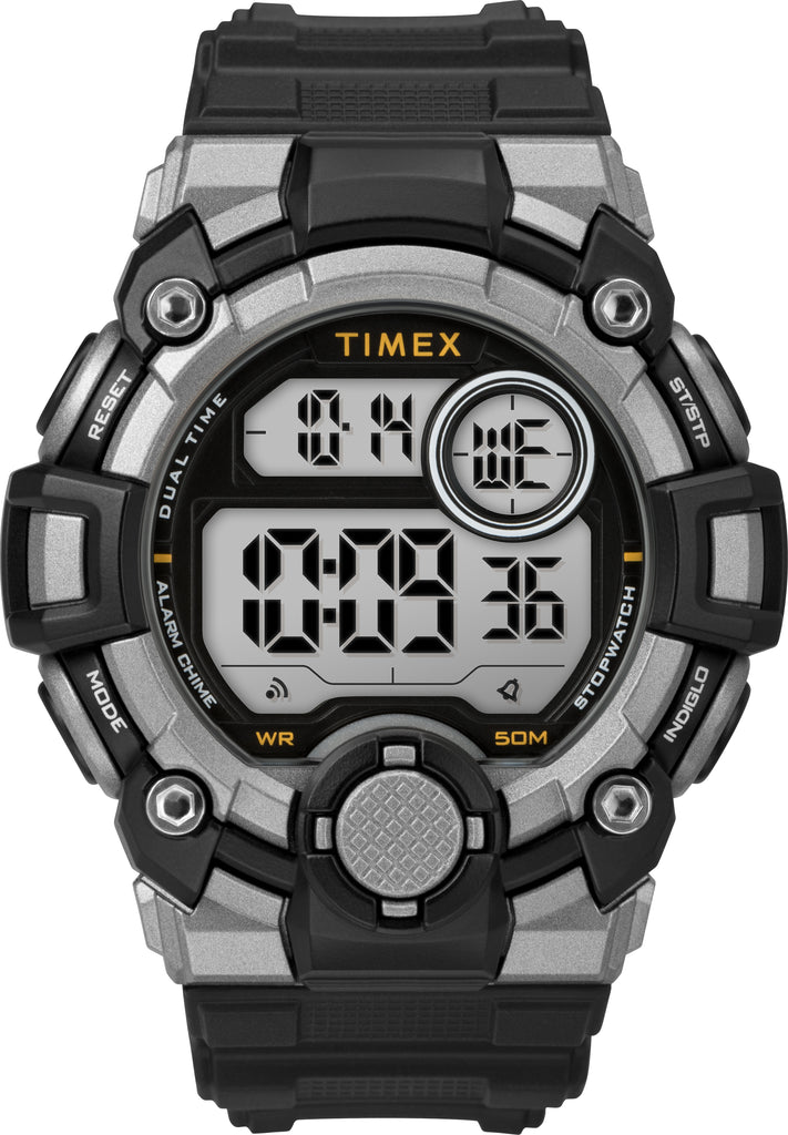 Timex Men's TW5M27700 A-Game DGTL 50mm Black/Gray Resin Strap Watch