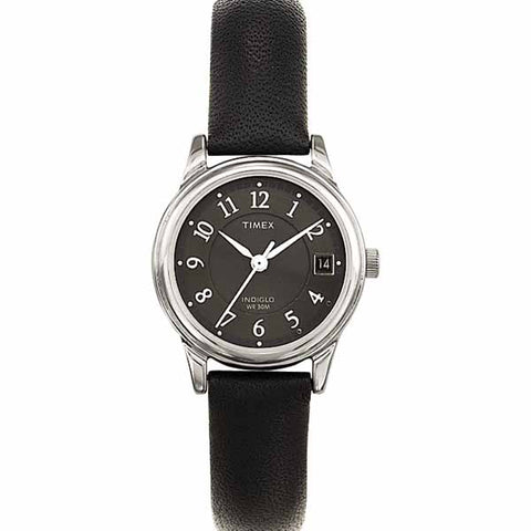 TImex Womens Silvertone Black Dial Watch