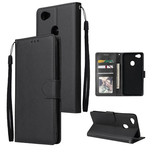 For OPPO F7 Wallet-type PU Leather Protective Phone Case with Buckle & 3 Card Position black
