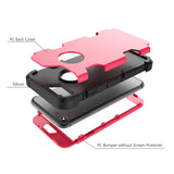 For iPhone 7 PC+ Silicone 2 in 1 Hit Color Tri-proof Shockproof Dustproof Anti-fall Protective Cover Back Case Rose red + black