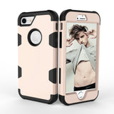 For iPhone 7 PC+ Silicone 2 in 1 Hit Color Tri-proof Shockproof Dustproof Anti-fall Protective Cover Back Case Gold + black