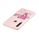 For Samsung A9 2018 Cartoon Lovely Coloured Painted Soft TPU Back Cover Non-slip Shockproof Full Protective Case with Lanyard Light pink
