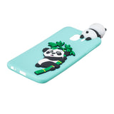 For Samsung J4 2018/J4 Plus Phone Case 3D Cartoon Panda Bamboo Cellphone Back Shell Shockproof Smartphone Cover Light blue