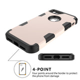 For iPhone 7 PC+ Silicone 2 in 1 Hit Color Tri-proof Shockproof Dustproof Anti-fall Protective Cover Back Case Gold + black