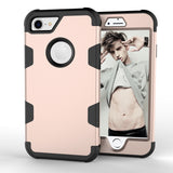 For iPhone 7 PC+ Silicone 2 in 1 Hit Color Tri-proof Shockproof Dustproof Anti-fall Protective Cover Back Case Gold + black