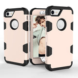 For iPhone 7 PC+ Silicone 2 in 1 Hit Color Tri-proof Shockproof Dustproof Anti-fall Protective Cover Back Case Gold + black