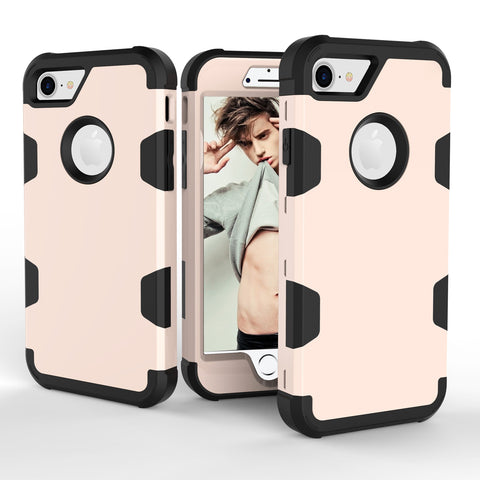 For iPhone 7 PC+ Silicone 2 in 1 Hit Color Tri-proof Shockproof Dustproof Anti-fall Protective Cover Back Case Gold + black