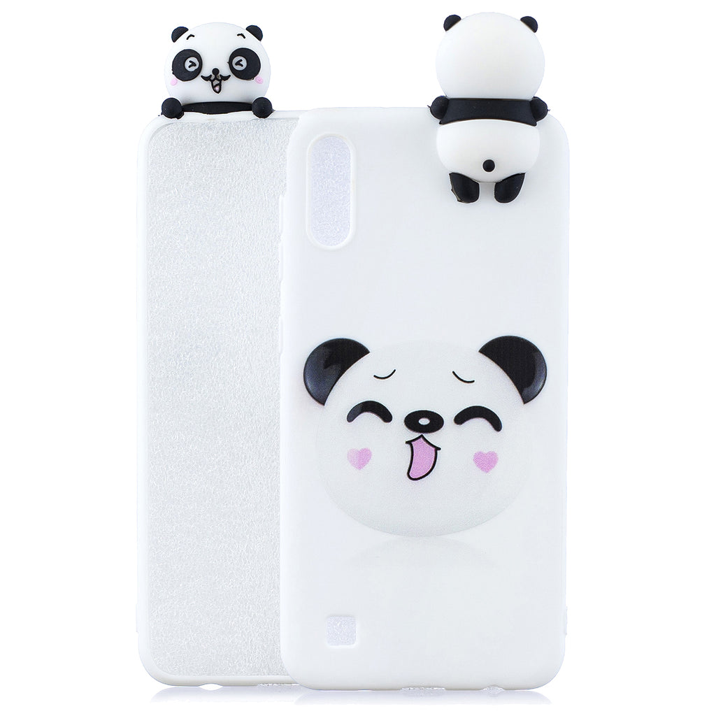 For Samsung A01 Soft TPU Case Back Cover 3D Cartoon Painting Mobile Phone Shell Smiley Panda