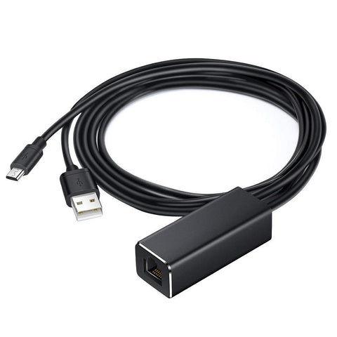 Fire TV Stick Micro USB to RJ45 Ethernet Adapter with USB Power Supply Cable black
