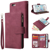 For iPhone 6 / 6S iPhone 6 plus / 6S plus iPhone 7 / 8 iPhone 7 plus / 8 plus Smart Phone Cover Coin Pocket with Cards Bracket Zipper Phone PU Leather Case Phone Cover  iPhone 6 / 6S