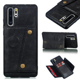 For Huawei P30 pro Double Buckle Non-slip Shockproof Cell Phone Case with Card Slot Bracket black