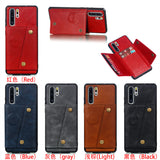 For Huawei P30 pro Double Buckle Non-slip Shockproof Cell Phone Case with Card Slot Bracket black